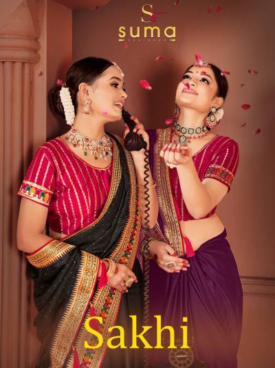 SAKHI BY SUSHMA DESIGNER BLACK RANGOLI SAREE WHOLESELER IN INDIA 